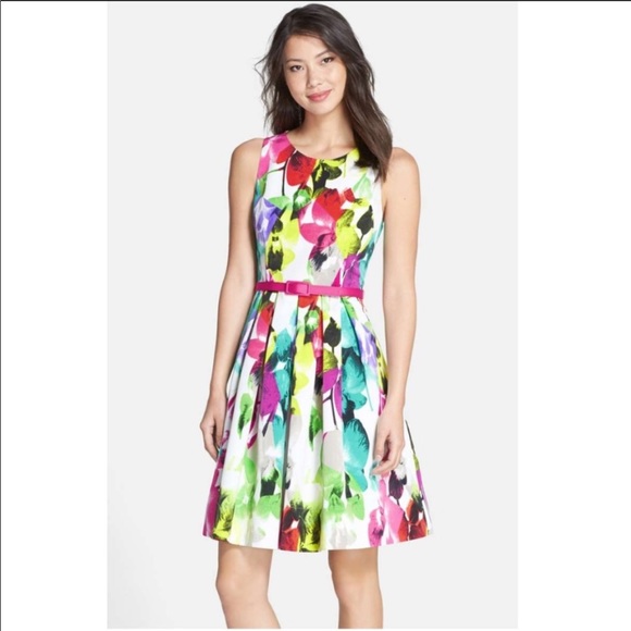 Eliza J Dresses & Skirts - Eliza J neon flower fit and flare dress